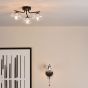 Ede 3 Light Semi-Flush Matt Black and Glass
