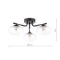 Ede 3 Light Semi-Flush Matt Black and Glass