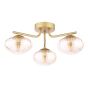 Ede 3 Light Semi-Flush Satin Gold and Amber Glass