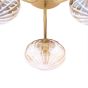 Ede 3 Light Semi-Flush Satin Gold and Amber Glass