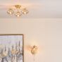 Ede 3 Light Semi-Flush Satin Gold and Amber Glass