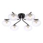 Ede 6 Light Semi-Flush Matt Black and Glass