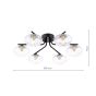 Ede 6 Light Semi-Flush Matt Black and Glass