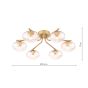 Ede 6 Light Semi-Flush Satin Gold and Amber Glass