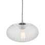Edmond 1 Light Single Pendant Polished Chrome Ribbed Glass