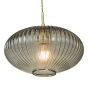 Edmond 1 Light Pendant Smoked Glass Antique Brass Detail