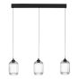Eileen 3 Light Bar Pendant Matt Black and Ribbed Glass LED