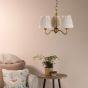 Elara 3 Light Pendant Antique Bronze With Natural Linen Pleated Shades