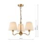 Elara 3 Light Pendant Antique Bronze With Natural Linen Pleated Shades