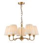 Elara 5 Light Pendant Antique Bronze With Natural Linen Pleated Shades