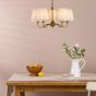 Elara 5 Light Pendant Antique Bronze With Natural Linen Pleated Shades