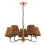 Elara 5 Light Pendant Antique Bronze With Hand-Woven Rattan Shades