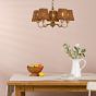 Elara 5 Light Pendant Antique Bronze With Hand-Woven Rattan Shades