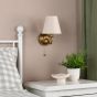Elara Wall Lamp Antique Bronze With Linen Hardback Shades