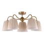 Elara 5 Light Semi-Flush Antique Bronze With Natural Linen Pleated Shades