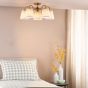 Elara 5 Light Semi-Flush Antique Bronze With Natural Linen Pleated Shades