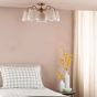 Elara 5 Light Semi-Flush Antique Bronze With Natural Linen Pleated Shades