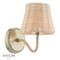 Joules Elcot Rechargeable Wall Light Antique Brass With Rattan Shade LED