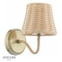 Joules Elcot Rechargeable Wall Light Antique Brass With Rattan Shade LED