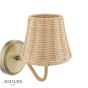 Joules Elcot Rechargeable Wall Light Antique Brass With Rattan Shade LED
