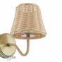 Joules Elcot Rechargeable Wall Light Antique Brass With Rattan Shade LED