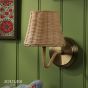 Joules Elcot Rechargeable Wall Light Antique Brass With Rattan Shade LED