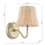 Joules Elcot Rechargeable Wall Light Antique Brass With Rattan Shade LED