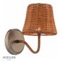 Joules Elcot Rechargeable Wall Light Satin Bronze With Rattan Shade LED
