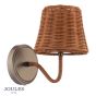 Joules Elcot Rechargeable Wall Light Satin Bronze With Rattan Shade LED