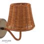 Joules Elcot Rechargeable Wall Light Satin Bronze With Rattan Shade LED
