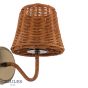 Joules Elcot Rechargeable Wall Light Satin Bronze With Rattan Shade LED