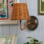 Joules Elcot Rechargeable Wall Light Satin Bronze With Rattan Shade LED