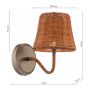 Joules Elcot Rechargeable Wall Light Satin Bronze With Rattan Shade LED