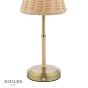 Joules Elcot Rechargeable Table Lamp Antique Brass With Rattan Shade LED