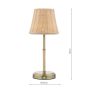 Joules Elcot Rechargeable Table Lamp Antique Brass With Rattan Shade LED