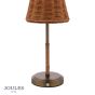 Joules Elcot Rechargeable Table Lamp Satin Bronze With Rattan Shade LED