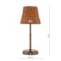 Joules Elcot Rechargeable Table Lamp Satin Bronze With Rattan Shade LED