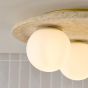 Elgor 3 Light Bathroom Ceiling Light Travertine and Opal Glass IP44