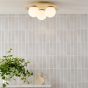 Elgor 3 Light Bathroom Ceiling Light Travertine and Opal Glass IP44