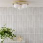 Elgor 3 Light Bathroom Ceiling Light Travertine and Opal Glass IP44