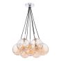 Elpis 7 Light Cluster Pendant Polished Chrome With Amber Dimpled Glass