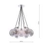 Elpis 7 Light Cluster Pendant Polished Chrome With Smoked/Clear Ribbed Glass