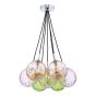 Elpis 7 Light Cluster Pendant Polished Chrome Mixed Coloured Glass 