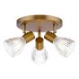 Elron 3 Light Plate Spotlight Antique Bronze and Ribbed Glass