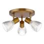 Elron 3 Light Plate Spotlight Antique Bronze and Ribbed Glass