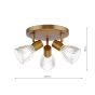 Elron 3 Light Plate Spotlight Antique Bronze and Ribbed Glass
