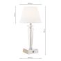 Eltham Rechargeable Table Lamp Crystal and Polished Nickel With Shade LED
