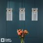 Eltham 3 Light Bar Pendant Antique Gold and Glass
