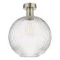 Emerson Semi Flush Antique Chrome Round Ribbed Glass 