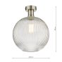 Emerson Semi Flush Antique Chrome Round Ribbed Glass 